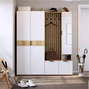 Прихожая «Бери К3», 16003501826 мм, цвет дуб крафт золотой/белое дерево