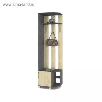 Прихожая Карина К82 600x420x2100 3 крючка угол Камень темный/дуб ирландский