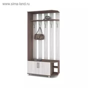 Прихожая Карина К83 1000x420x2100 5 крючков угол Ясень шимо темный/светлый