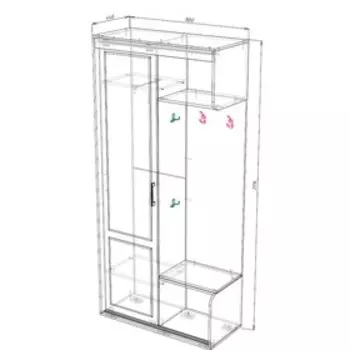 Прихожая Карина, универсальная, 1002х440х2176, Анкор светлый