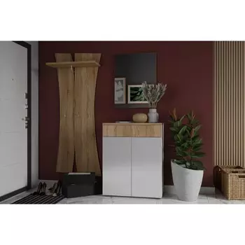 Прихожая «Куба К31», тумба 1731, вешалка, зеркало, цвет дуб сонома / белый