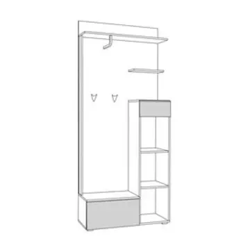Прихожая Лайн 10.16, 898х351х2100, Дуб серый/Белый глянец