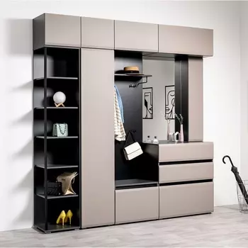 Прихожая «МОБИ. Сидней» компоновка 4, 22804132400 мм, цвет антрацит/веллюто капучино