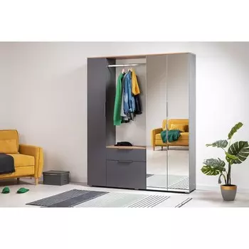 Прихожая Октава 15.123, 1610х354х1976, Серый графит/Дуб Вотан