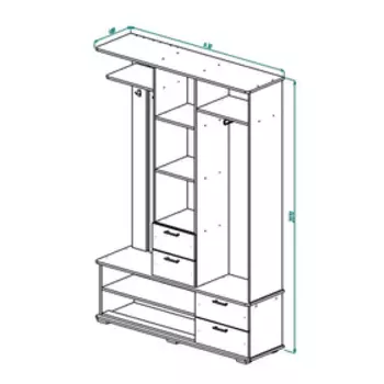 Прихожая ПР-3 2070х1430х400 Дуб выбеленный/Венге