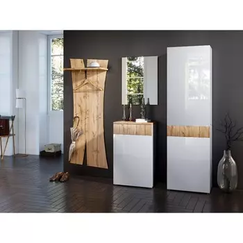 Прихожая «Сахара S30», шкаф, вешалка, тумба, зеркало, цвет дуб вотан / белый лак