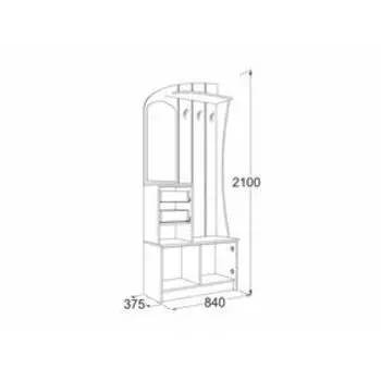 Прихожая «Саша 20», 840 × 375 × 2100 мм, ЛДСП, зеркало, цвет венге / млечный дуб
