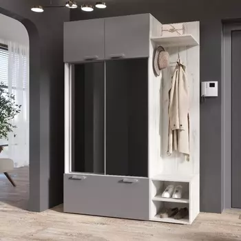 Прихожая «Стелла», 14204402100 мм, цвет графит / дуб крафт белый