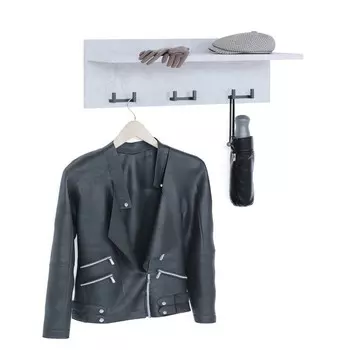 Прихожая «ВШ8», 598212196 мм, полка, 3 крючка, цвет бетон