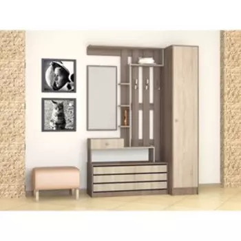 Прихожая Ямайка центральная секция 1100x350x2100 ясень шимо темный /дуб сонома