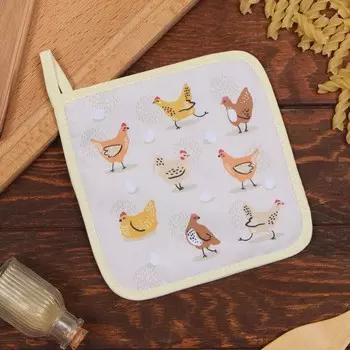 Прихватка «Доляна. Курочки», 1717 см, 35% хлопок, 65% п/э, ватин 250 г/м