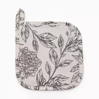 Прихватка «Этель» Black flowers, 1919 см,100% хлопок, саржа 190 г/м