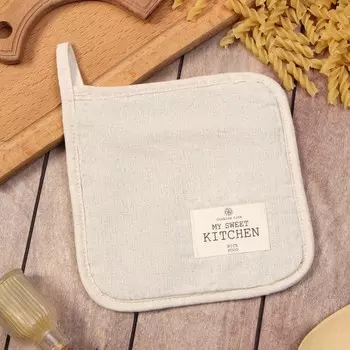 Прихватка «Этель» ECO, цвет молочный, 1919 см, 70% хлопок, 30% лён, ватин 250 г/м