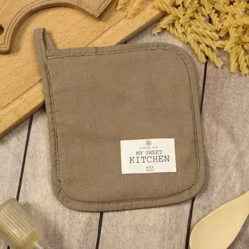 Прихватка «Этель» ECO, оливковая, 1919 см, 70% хлопок, 30% лён, ватин 250 г/м