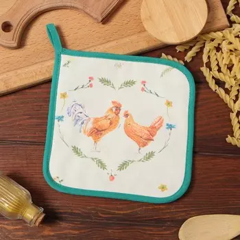 Прихватка «Этель. Курочка и петух», 1919 см, саржа,100% х/л, ватин 250 г/м