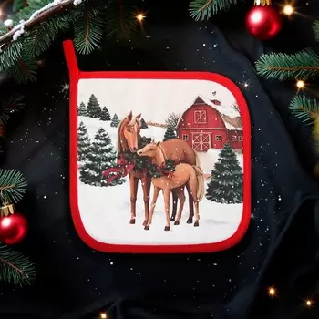 Прихватка Этель Нorse family, саржа, 1919 см,100% хлопок, ватин 250 г/м