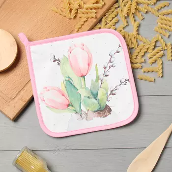 Прихватка «Этель. Тюльпаны», 1919 см, саржа,100% хлопок, ватин 250 г/м