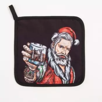 Прихватка "Крутой Санта" 17х17 см, 35% х/л, 65% п/э, ватин 250 г/м2