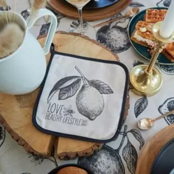 Прихватка "Love healthy" 19х19 саржа,100% хлопок,ватин 250г/м2