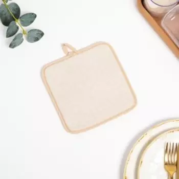 Прихватка Поварята, размер 18х18 см, 50% лён, 50% хлопок, 160г/м²