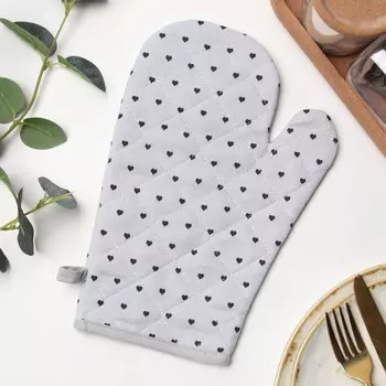 Прихватка-рукавичка Мари Санна Сердечки, рогожка, 150г/м, хл100%