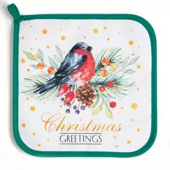 Прихватка «Сhristmas greetings», 1919 см, МИКС, саржа,100% х/л, ватин 250 г/м