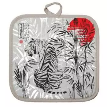 Прихватка Тигр Япония 18х18 см, лен 50%, хлопок 50%, 160г/м2