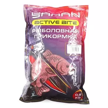 Прикормка Yaman Active Bite, плотва, тутти-фрутти, красный, 900 г