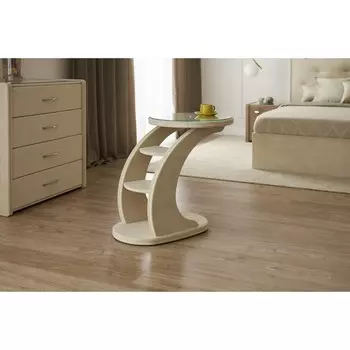 Прикроватный столик «Люнетта», 810500720 мм, стекло, премиум велюр, лепестки ландыша