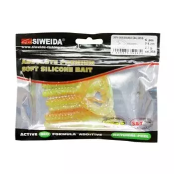 Приманка силиконовая SIWEIDA "Double Tail Grub" 7,5см 2,7г (6шт.) цв. 358
