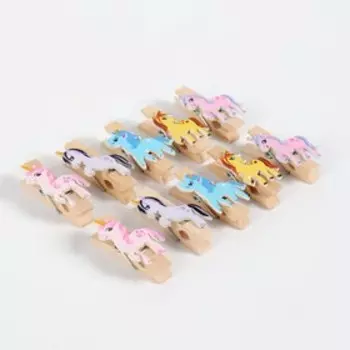 Прищепки декоративные с верёвкой для подвеса «Единороги»