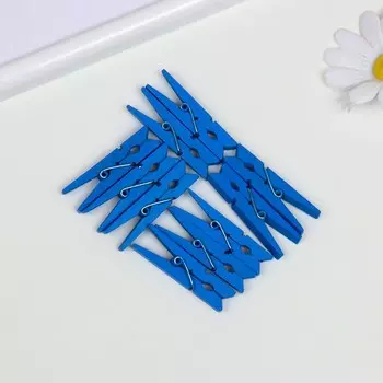 Прищепки дерево, 45 мм, (набор 10 шт.) голубой