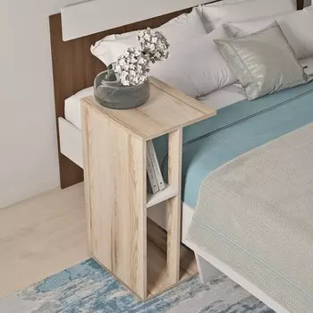 Приставной столик, 400350750 мм, ЛДСП, цвет ясень дезира белый / белый бриллиант