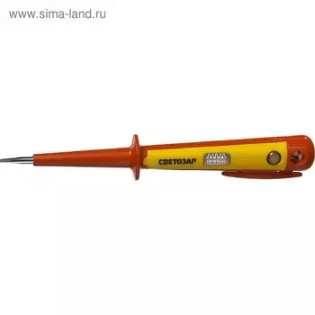 Пробник СВЕТОЗАР электрический, цельнолитой пластмассовый корпус, 100-250 В, 150 мм