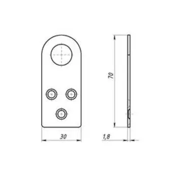Пробой-ушко, 30 х 70 мм, оцинкованное