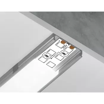 Профиль алюминиевый накладной Ambrella Illumination Alum Profile, GP1800AL, 2000х6х23.8 мм, цвет серебро, матовый рассеиватель