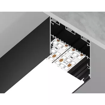 Профиль алюминиевый накладной/подвесной Ambrella Illumination Profile System, GP3100BK, 2000х50х50 мм, цвет чёрный, матовый рассеиватель