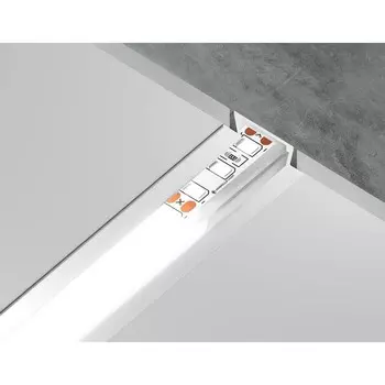 Профиль алюминиевый встраиваемый Ambrella Illumination Alum Profile, GP1001WH, 2000х6.8х21.5 мм, цвет белый, матовый рассеиватель