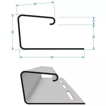 Профиль для сайдинга DCKE J18, 3000 мм, цвет шоколадный