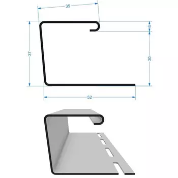 Профиль для сайдинга DCKE J30, 3000 мм, цвет белый