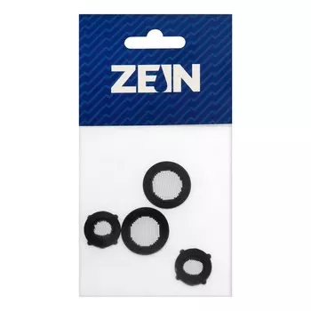 Прокладка резиновая ZEIN, 1/2", 3/4", для смесителя, с сеточкой, набор 2+2 шт.