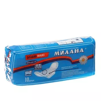 Прокладки женские гигиенические, Милана, Макси Драй Супер+гель, 10 шт.