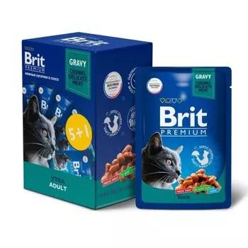 Промо-Набор 5+1! Brit Premium для стерилизованных кошек, утка в соусе, 6х85 г