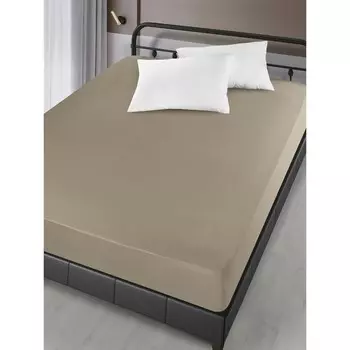 Простынь на резинке Karna Solid, размер 180x200x30 см, цвет бежевый