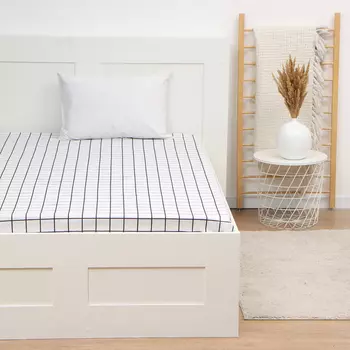 Простыня 1,5сп Экономь и Я "Клетка" цв.белый, 150*215±3 100% хлопок, бязь, 120 гр/м2