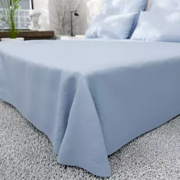 Простыня 1.5 спальная «Этель», 150235 см, голубая, сатин 220ТС, хлопок 100%