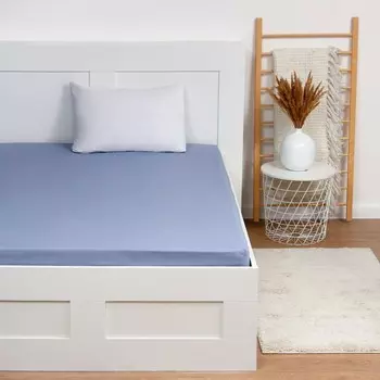 Простыня 2 спальная «Этель», 200215 см, голубая, хлопок 100%, поплин