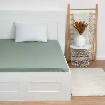 Простыня 2 спальная «Этель», 220215 см, зелёная, хлопок 100%, поплин