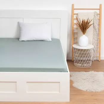 Простыня евро «Этель», 220240 см, серо-зелёная, хлопок 100%, бязь