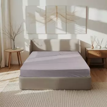 Простыня Этель Denim 160*200*25 см, цв.серый, жатый хлопок, 140 гр/м2, 100% хлопок